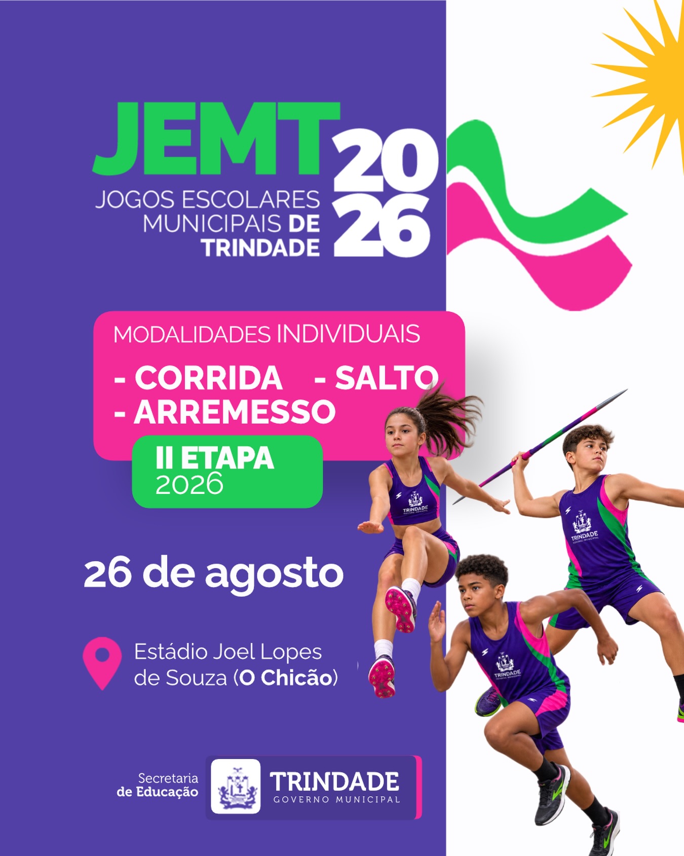 Jogos Escolares de Trindade encerram temporada com modalidades individuais no ChicãoTrindade chega à reta final dos Jogos Escolares Municipais de 2026