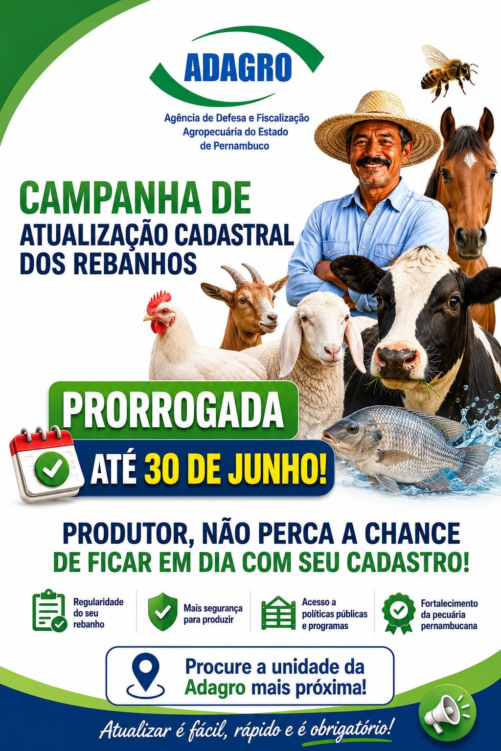 Adagro prorroga Campanha de Atualização Cadastral 2026 até 30 de junho