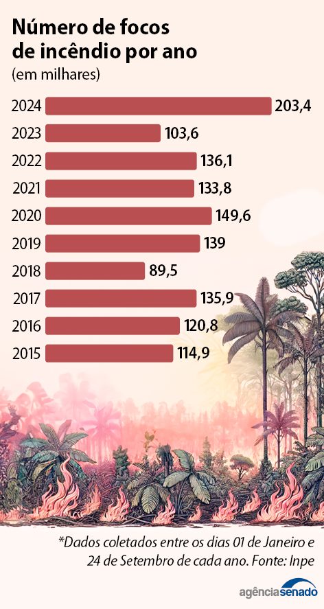 Debatedores pedem ações conjuntas para enfrentar incêndios e mudanças climáticas  Fonte: Agência Senado