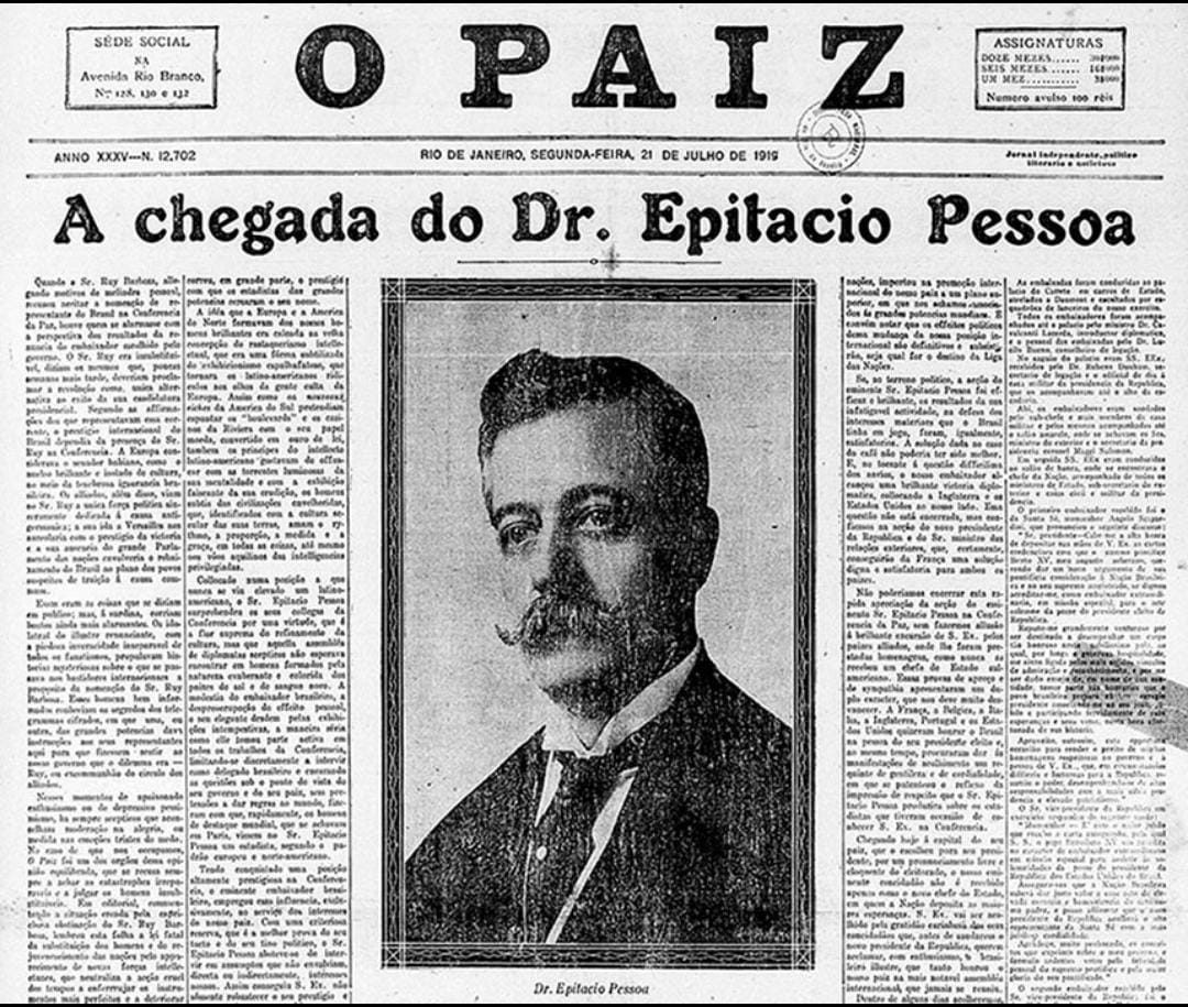 No túnel do tempo - Como foi a candidatura de Epitácio pessoa a presidência do Brasil?