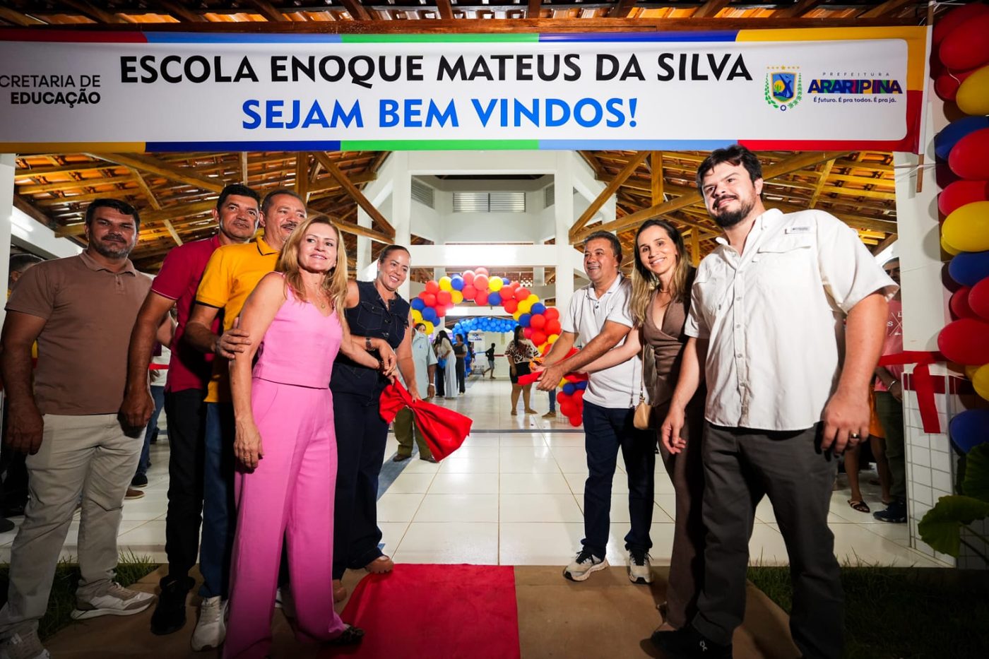 Prefeito Evilásio Mateus e vice Bringel Filho inauguram Escola Enoque Mateus da Silva no distrito de Lagoa do Barro