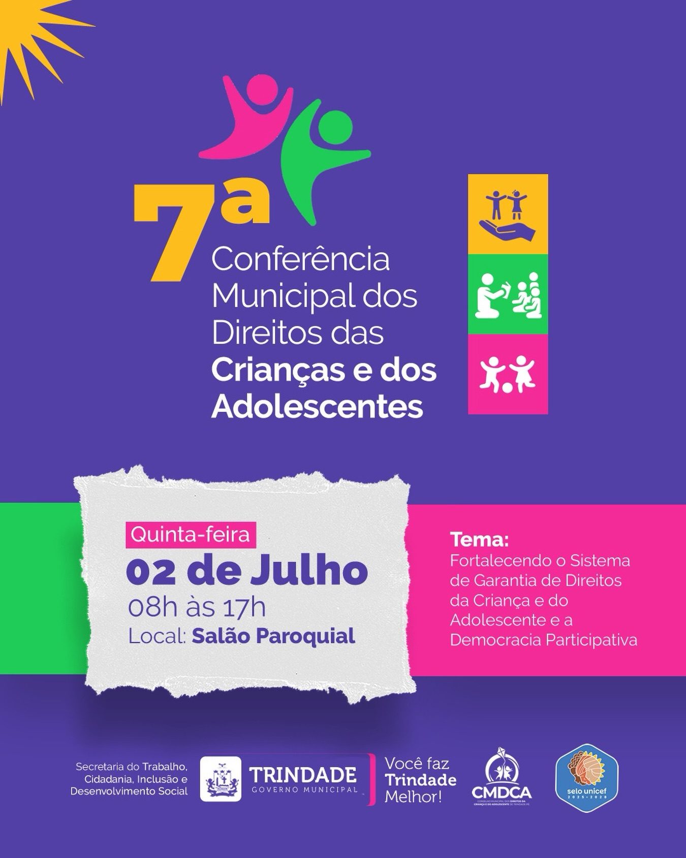 Prefeitura de Trindade convoca população para 7ª Conferência Municipal dos Direitos da Criança e do Adolescente